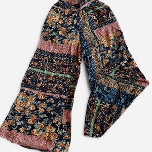 Jaase Anthro Floral Patchwork Wide Leg Pants Bohemian Vibes Sz XS